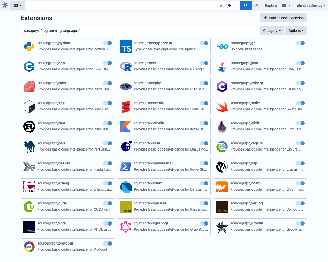 Sourcegraph basic code intelligence languages