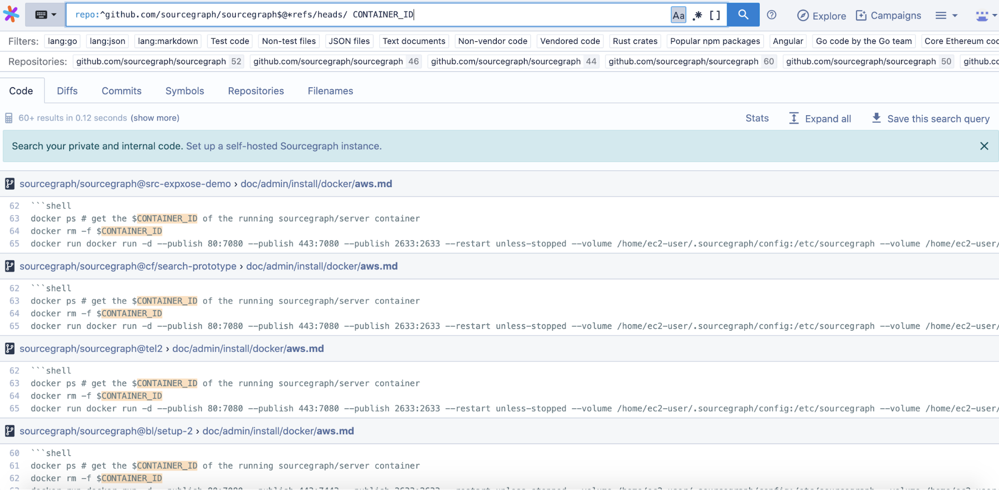 Search over all branches using @*refs/heads/
