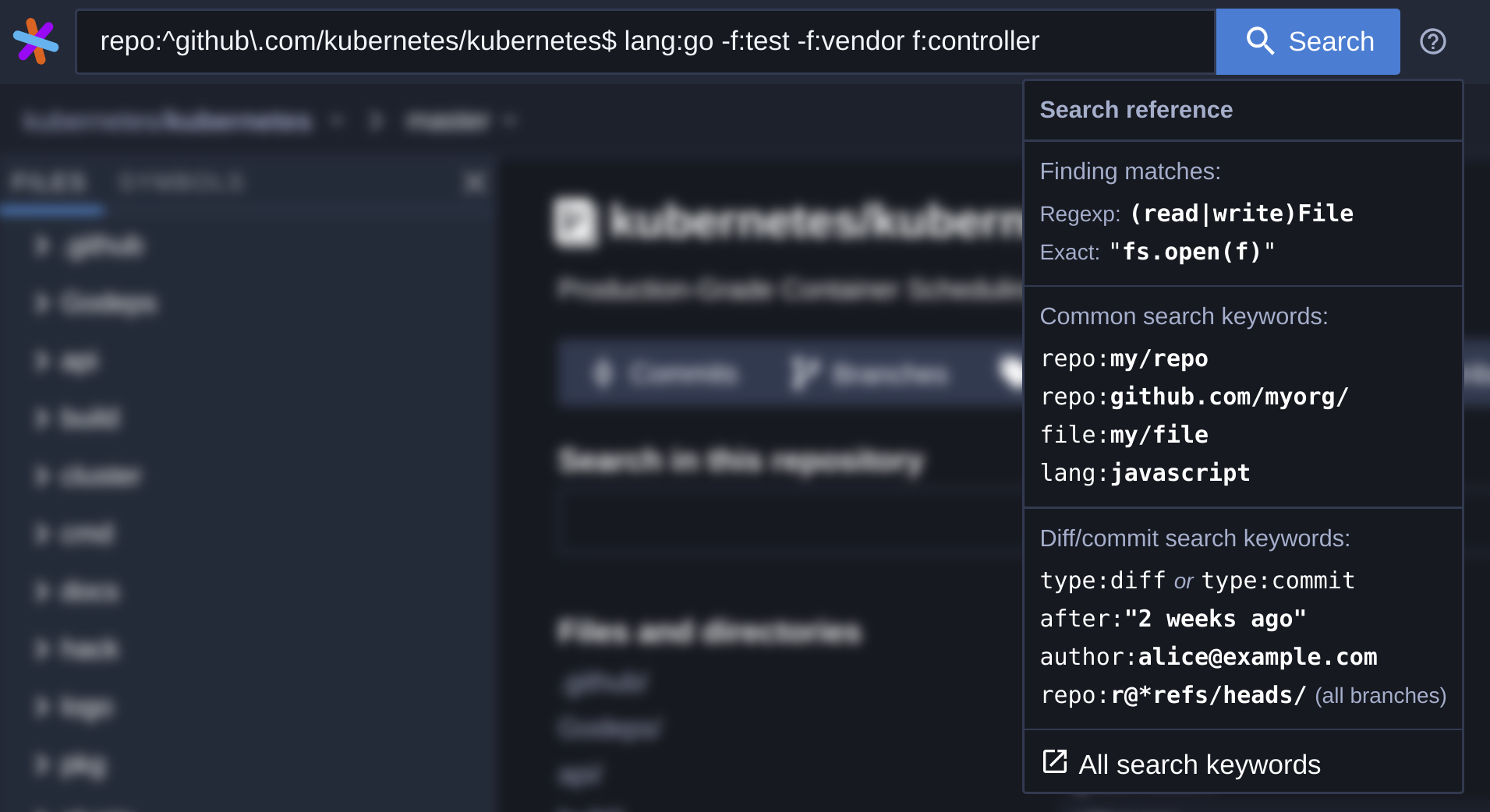 Search query cheatsheet
