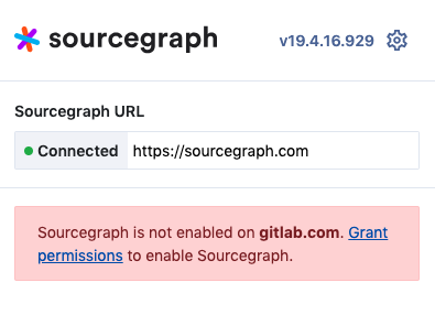 Sourcegraph browser extension enabled prompt
