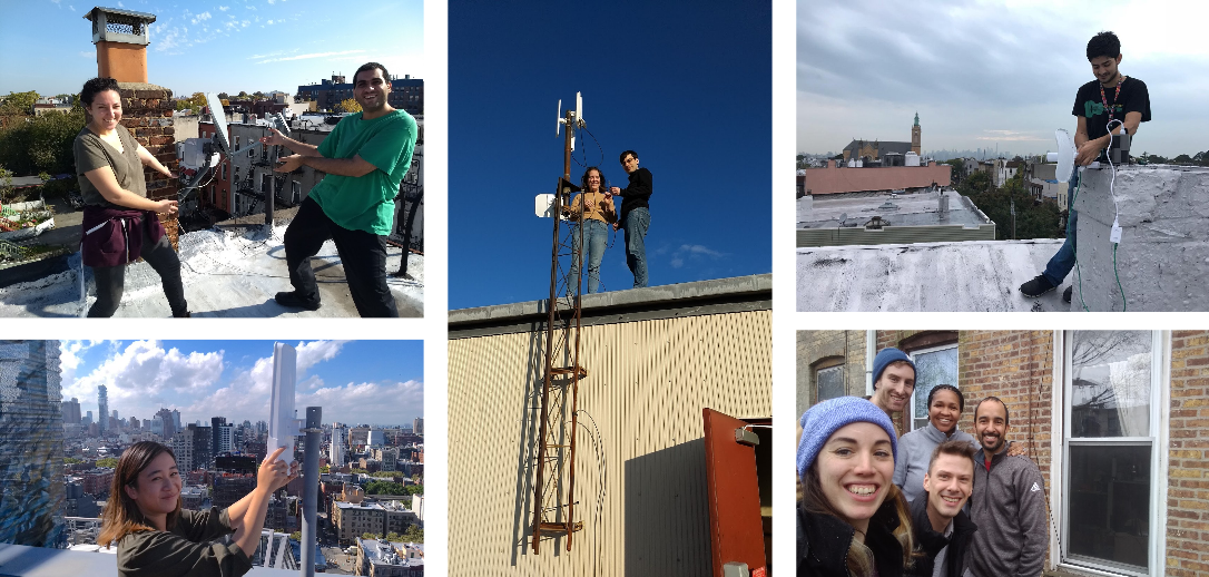 photos of happy volunteers installing routers
