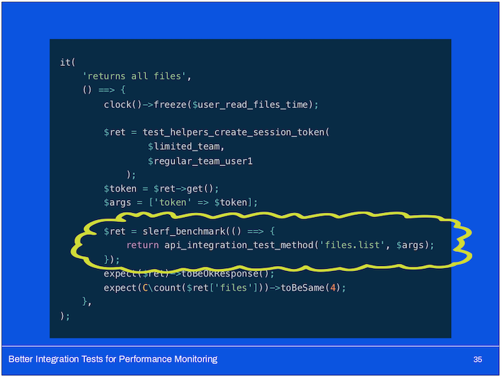 This is an example of what it might look like embedded in a unit test: