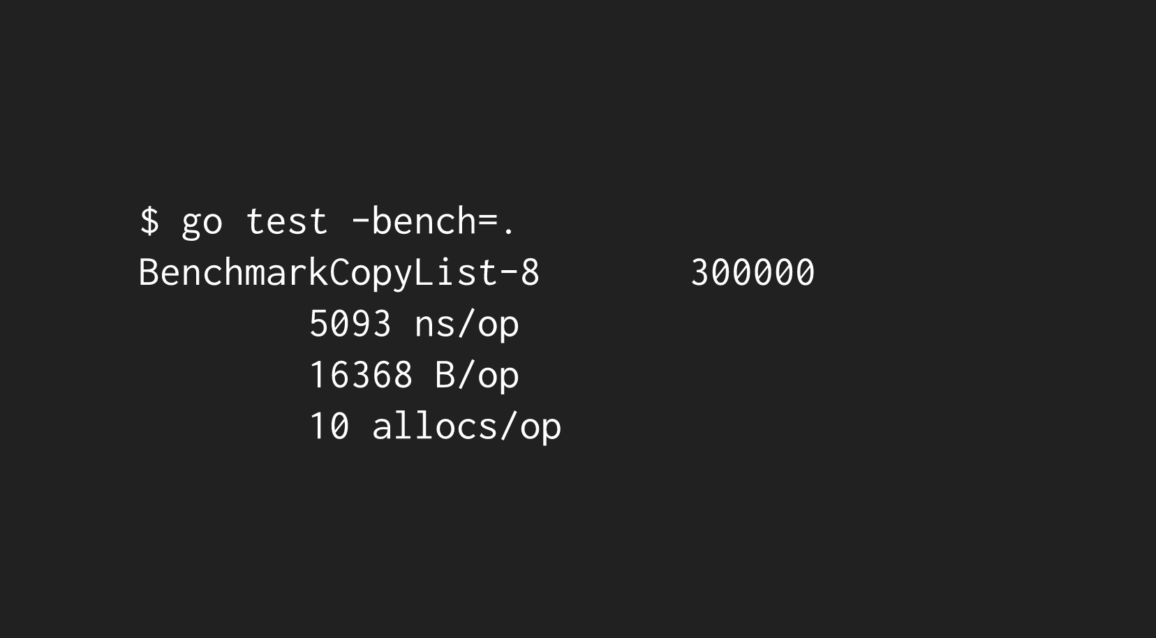 Example Benchmark Output