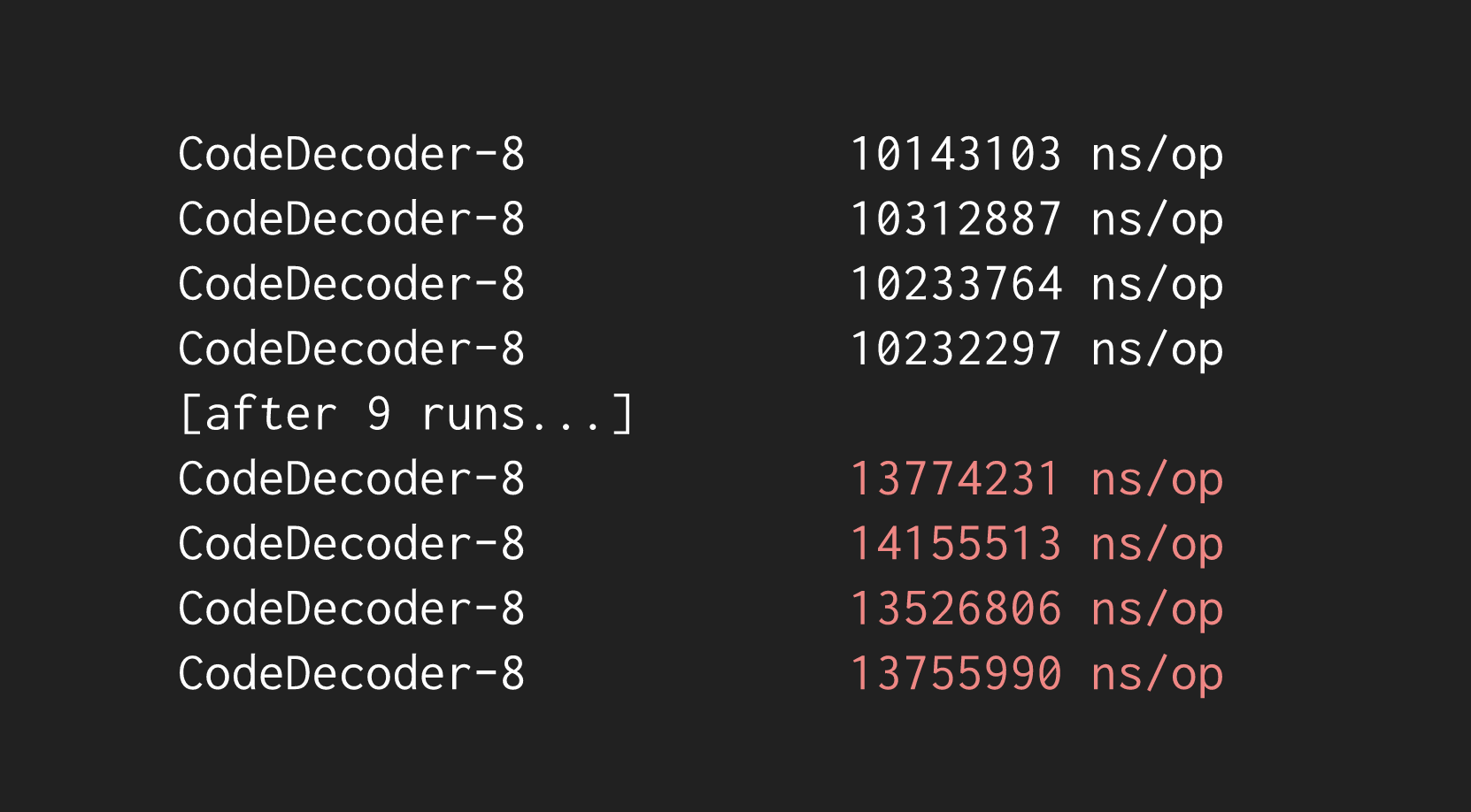 json benchstat throttling