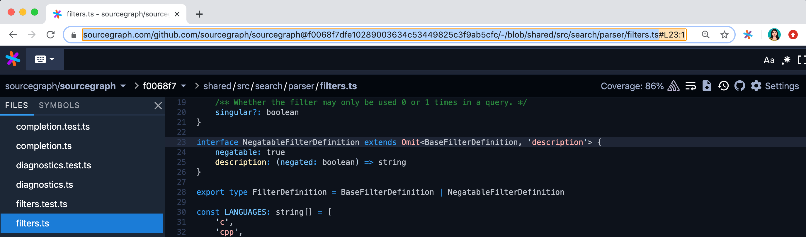 With Sourcegraph, you can share a direct link to the code you want to discuss